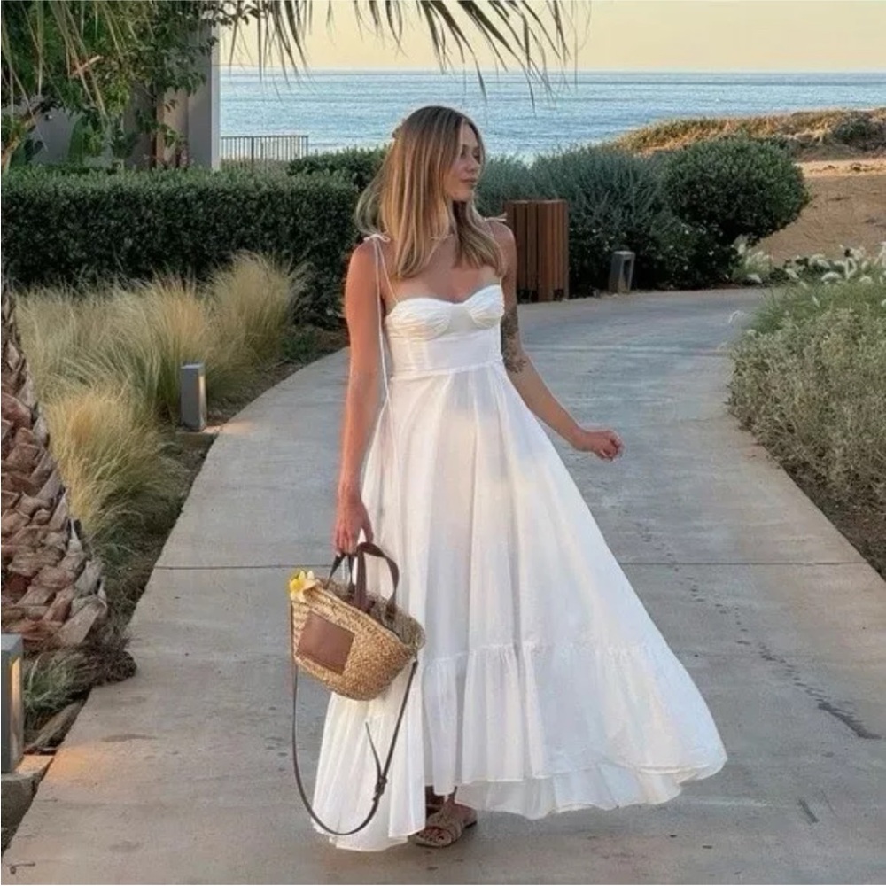 Zara White Strapless Midi Dress
